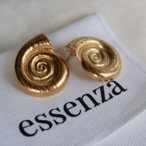 Gold Spiral Seashell Earrings | 18K Gold Plated Stainless Steel - Mermaid Shell Earrings | Hypoallergenic Beach Jewelry