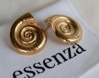 Gold Spiral Seashell Earrings | 18K Gold Plated Stainless Steel - Mermaid Shell Earrings | Hypoallergenic Beach Jewelry