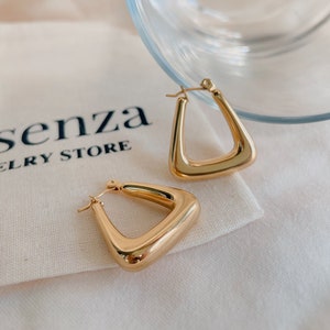 Triangle Gold Hoop Earrings, Chunky Gold Hoops, Thin gold hoop earrings, Dainty Hoop Earrings, Thick gold hoop earrings, Gift for her