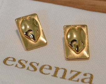 Gold Leaf Stud Earring, Statement Earrings, Gold Earrings, Square Stud Earrings, Gift for her