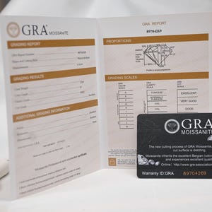 GRA Moissanite certificate included
