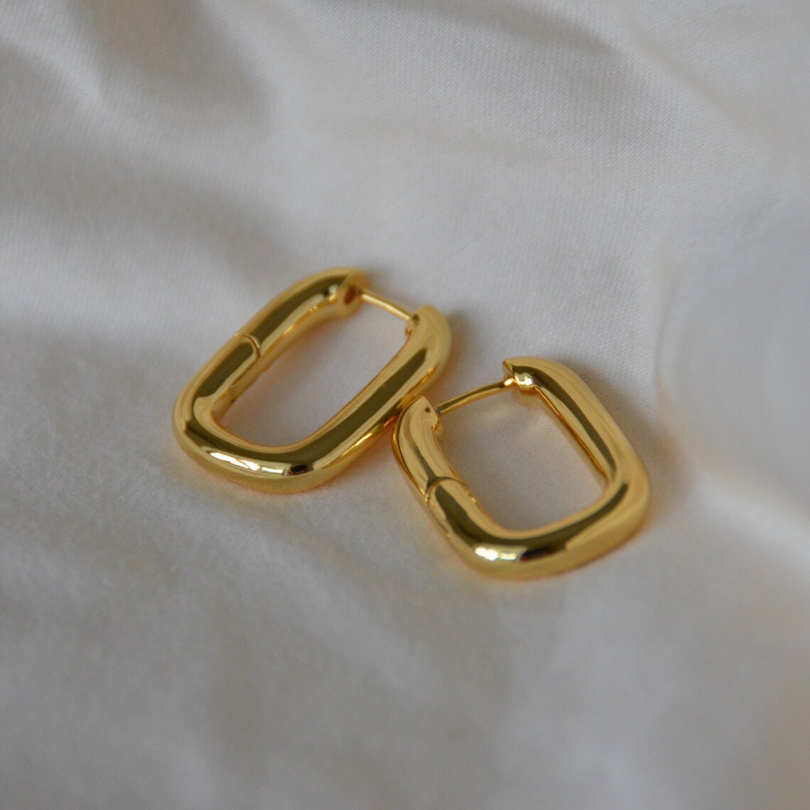 Gold Filled Rectangle Hoops Classic Gold Hoop Earrings Etsy