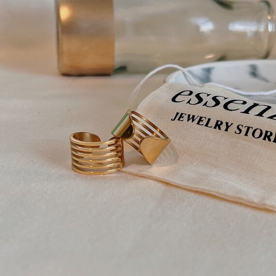 Thumb Rings for Women Adjustable 18k Gold Plated Thumb Ring