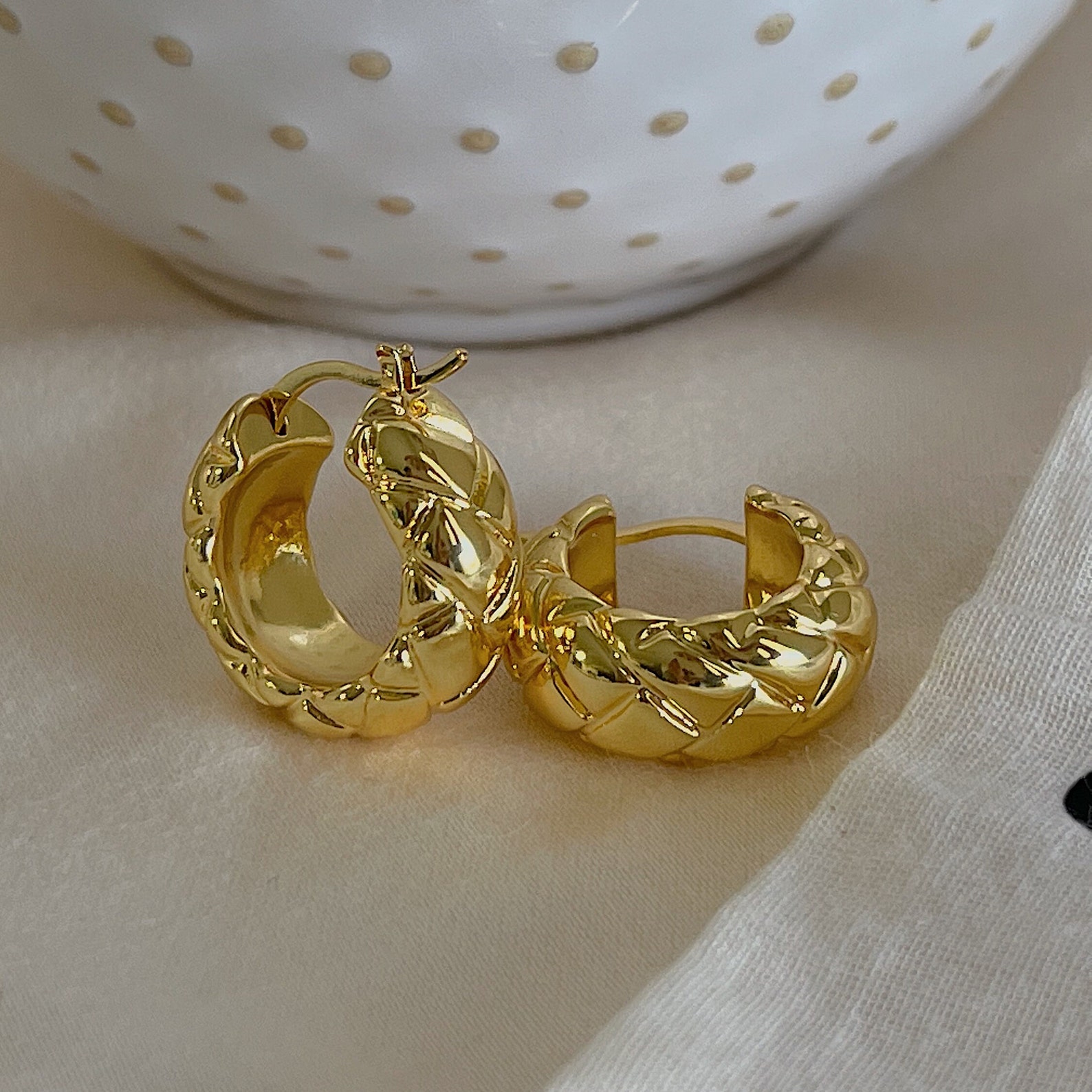 Gold Woven Hoop Earrings Golden Hoops 18k Gold Hoops Chunky - Etsy