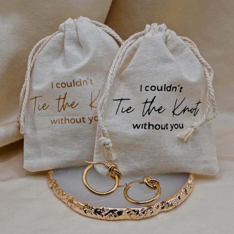 Tie the Knot Hoop Earrings Bridesmaid Jewelry Gift Asking image 2