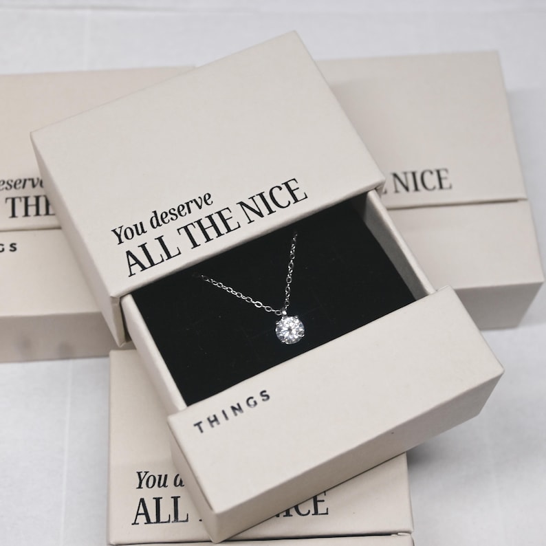 Moissanite Pendant Necklace in 925 Sterling Silver with Motivational Gift Box for Women
