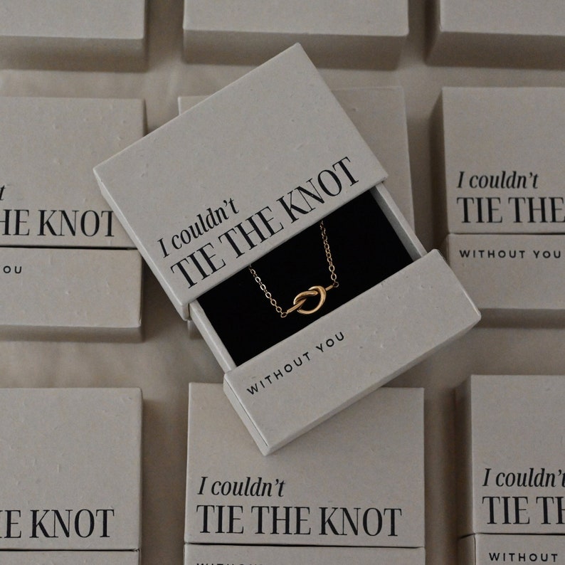 Tie the knot jewelry box, Bridesmaid proposal box set, Bridesmaid getting ready jewelry, Will you be my bridesmaid gift, gift for her Box + Necklace
