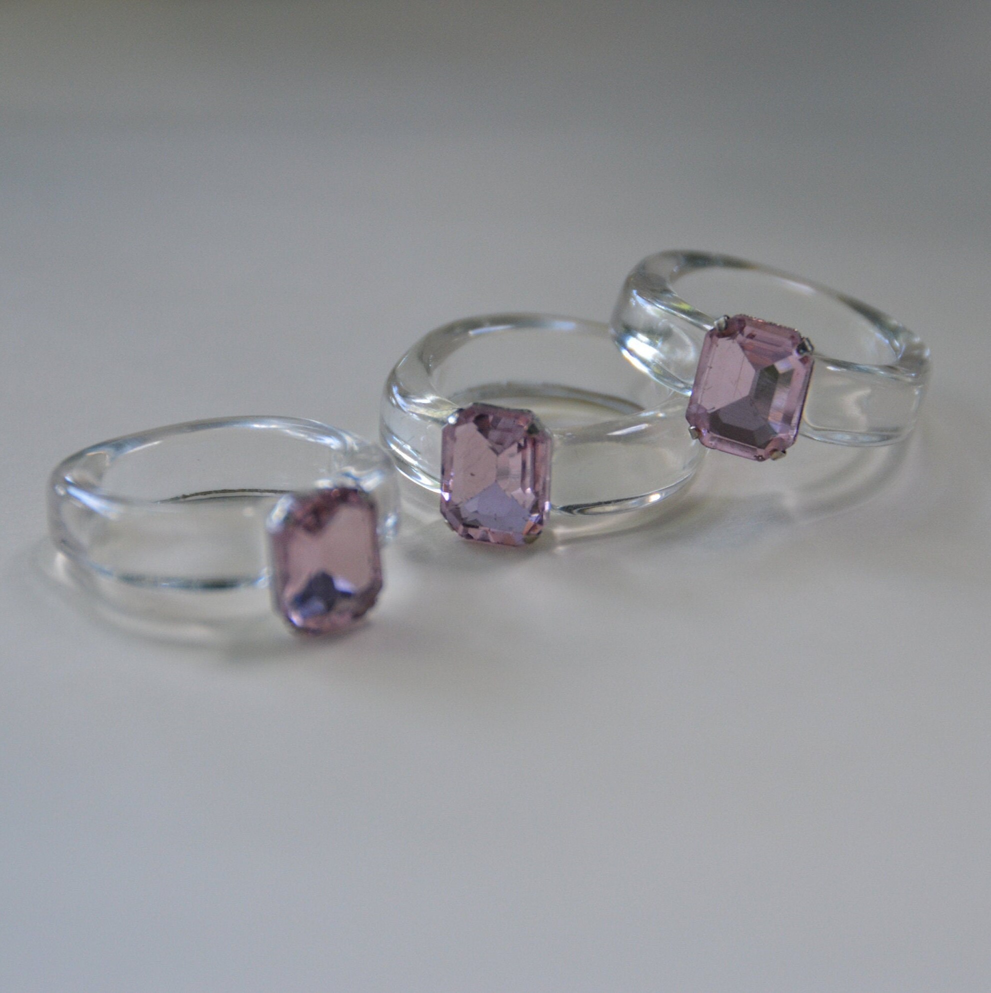 Rhinestone Resin Rings Resin rings Aesthetic Rings y2k Etsy