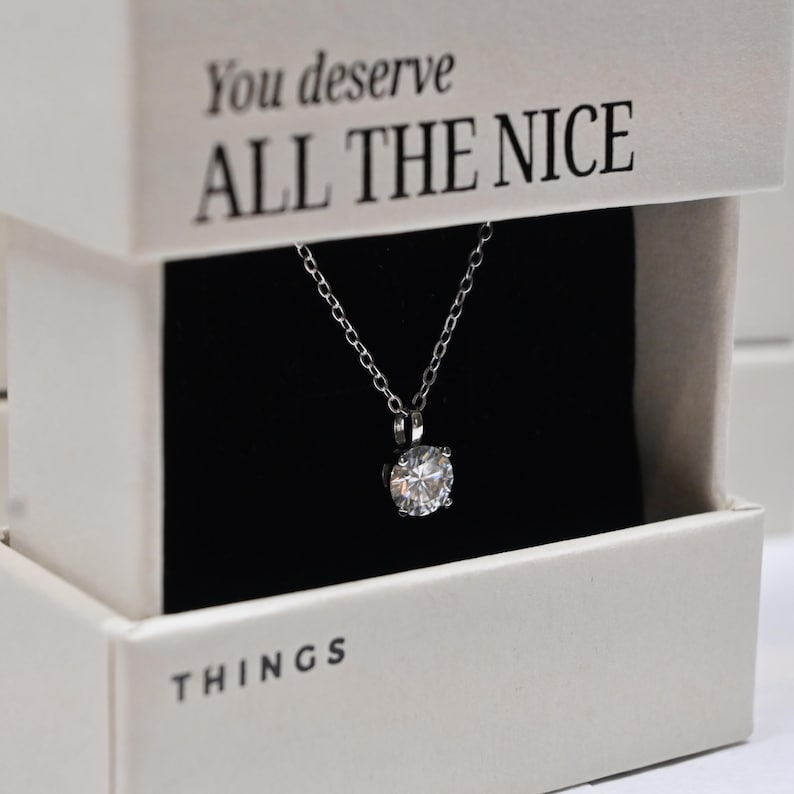 Lab Diamond Necklace with Motivational Gift Box for Women