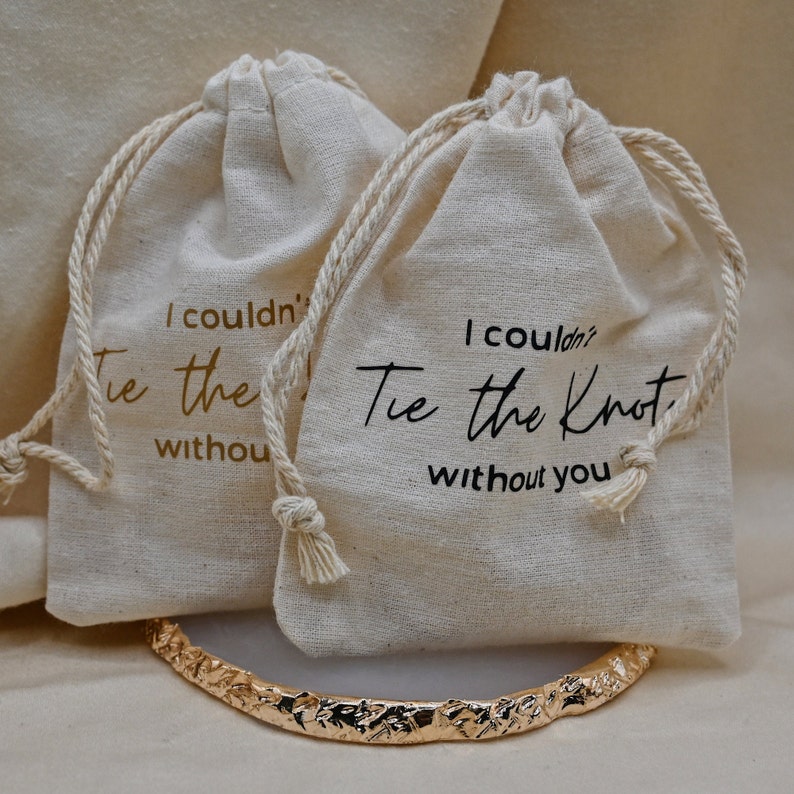 Tie the Knot Hoop Earrings Bridesmaid Jewelry Gift, Asking bridesmaid gift, Bridesmaid gifts box, bridesmaid thank you gift, Cotton Gift Bag image 5