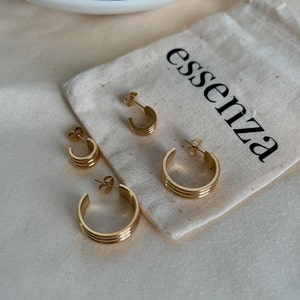 Gold half hoop earrings, Chunky gold hoop earrings, Flat gold hoop earrings, Surgical steel hoop earrings, Small gold hoop earrings