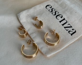 Gold half hoop earrings, Chunky gold hoop earrings, Flat gold hoop earrings, Surgical steel hoop earrings, Small gold hoop earrings