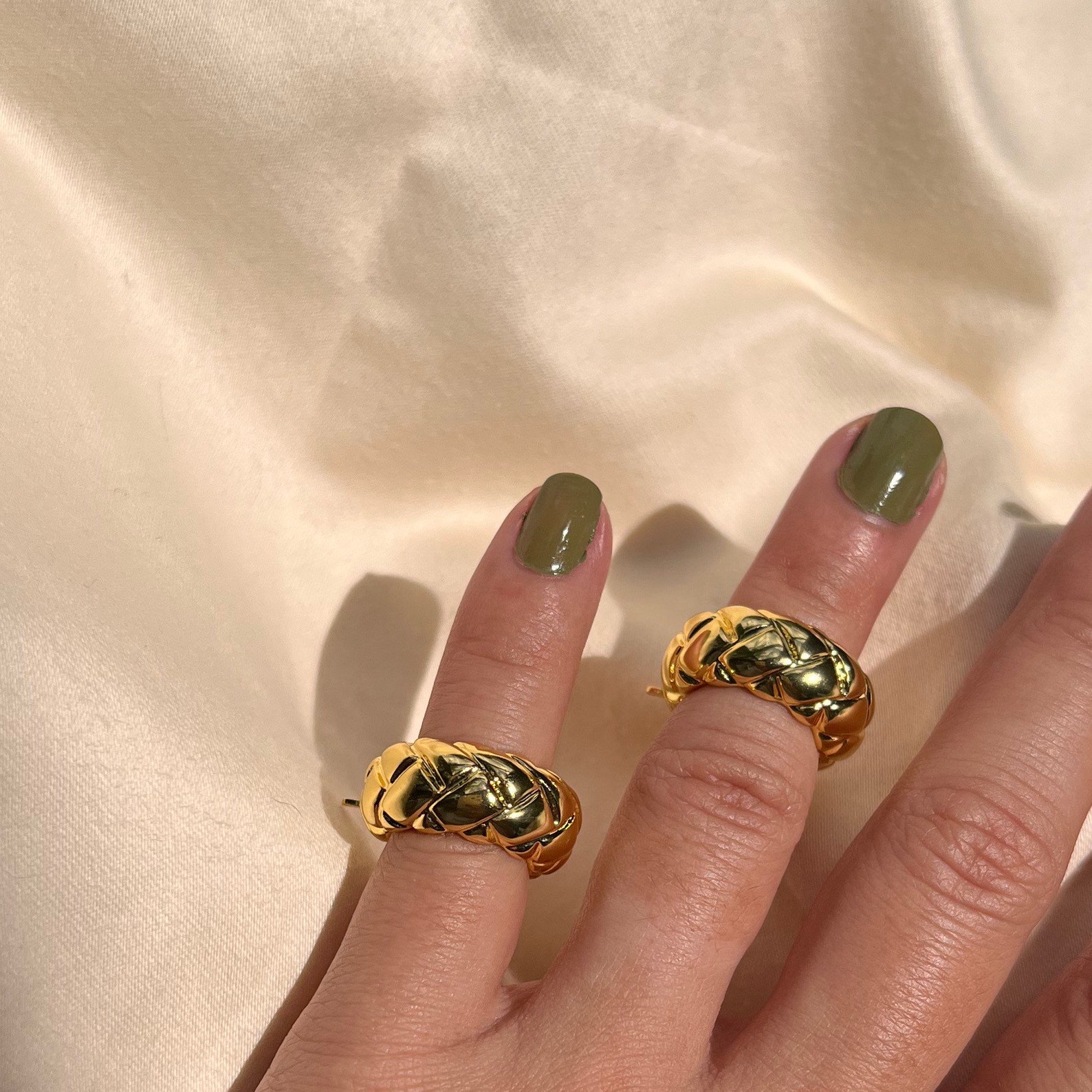 Gold Woven Hoop Earrings Golden Hoops 18k Gold Hoops Chunky - Etsy