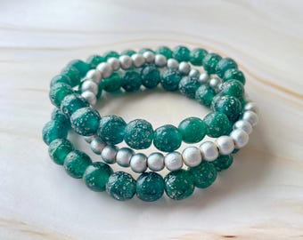 Java Glass Beads, Stretch Bracelet