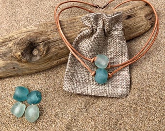 Sea Glass Style Necklace: Krobo Ghana Sea Glass Beads