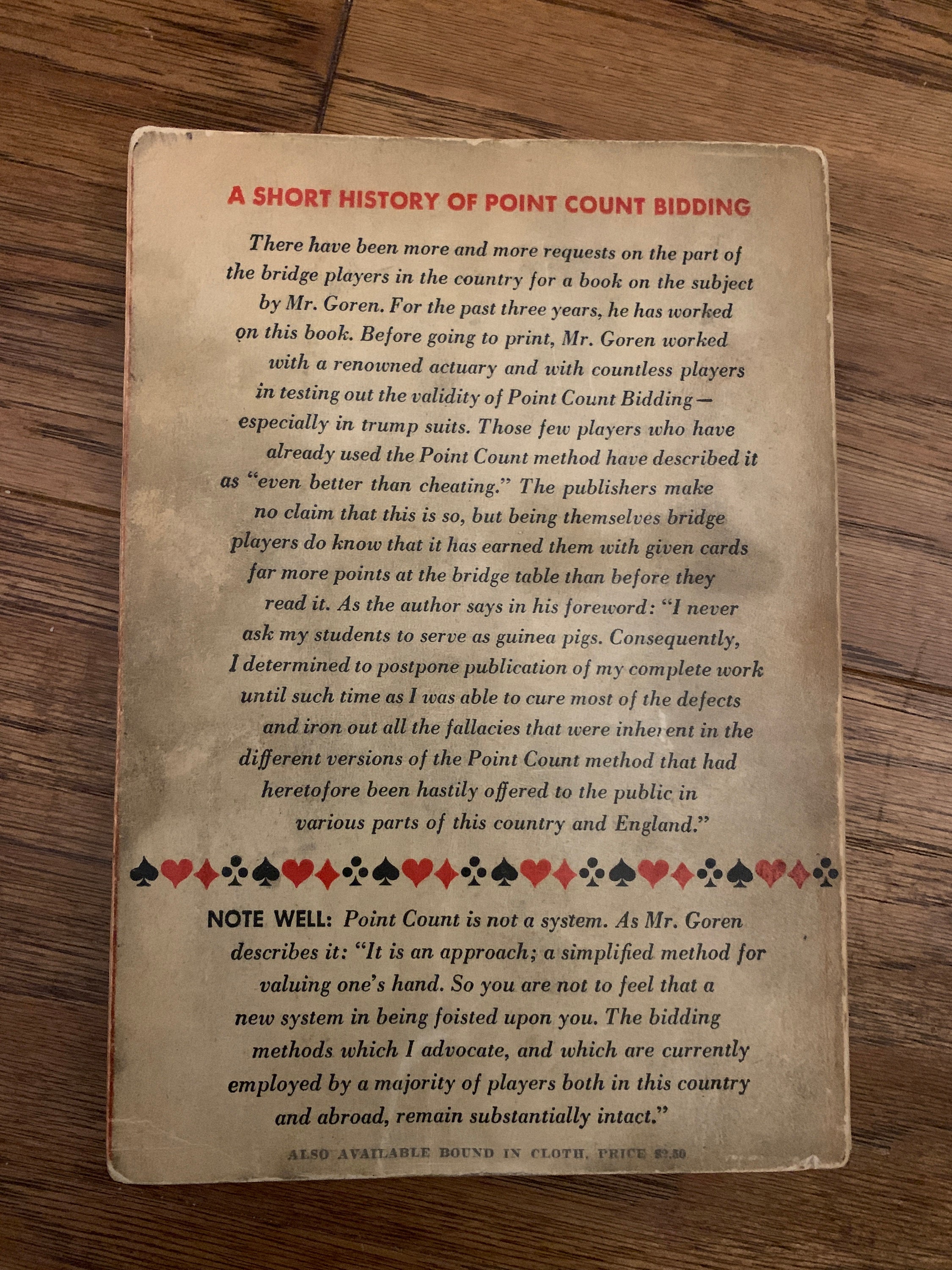 POINT COUNT BIDDING in Contract Bridge Rare First Edition Bridge Book