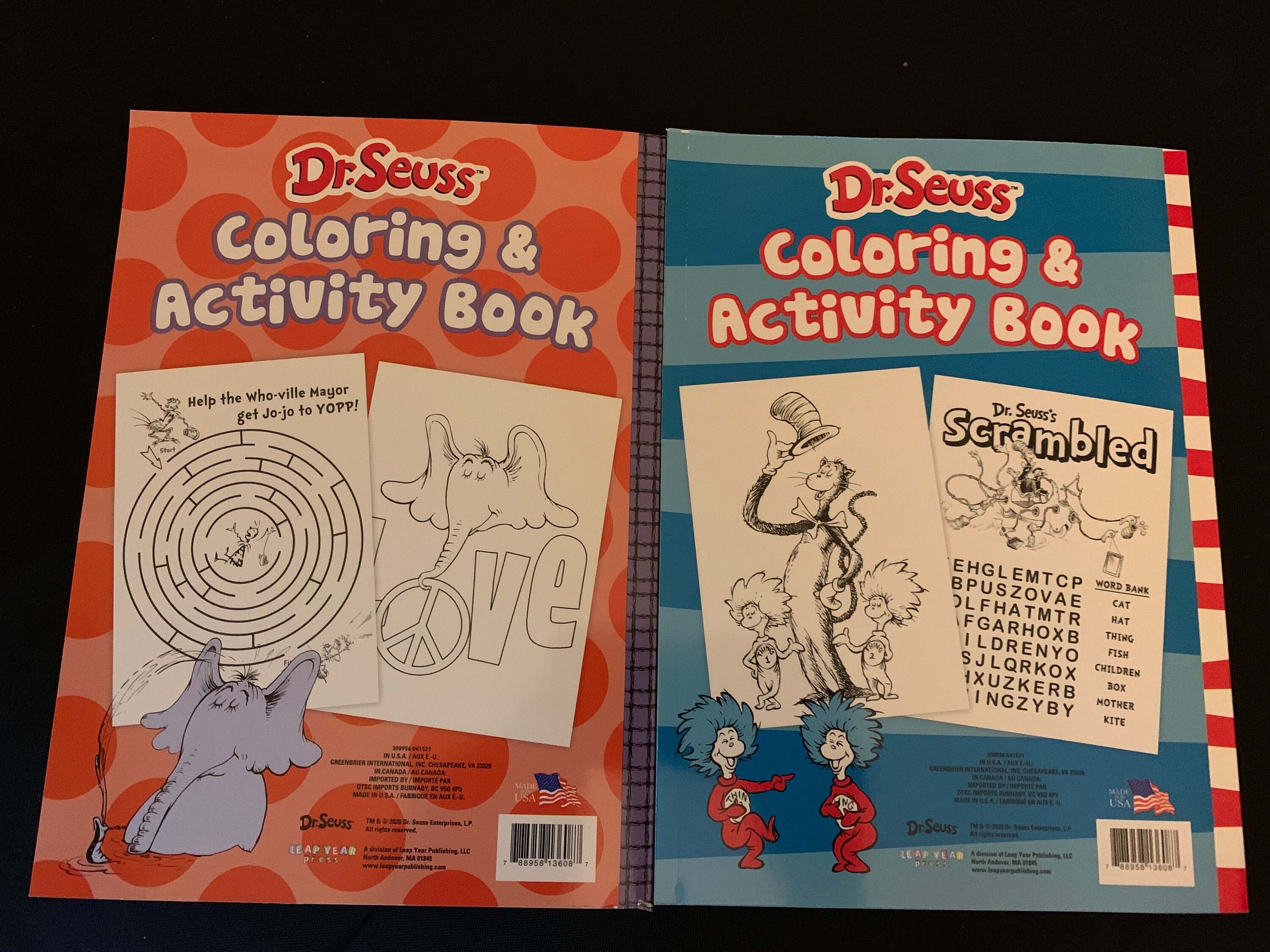 Set of DR. SEUSS Coloring/activity Books 2 UNUSED Etsy