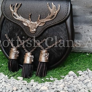 Handmade Stag Head Kilt Sporran: Scottish Highland Dress with Chain