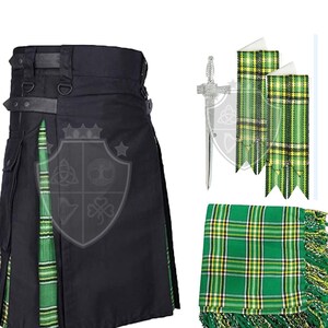 Handmade Scottish tartan Hybrid kilt set, Scottish wedding kilt outfit, Scottish Clan Tartan Hybrid kilt for men, Adjustable Heavy-Duty Kilt