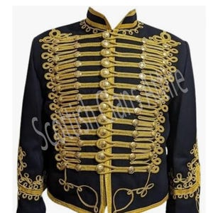 Men&#39;s Hussar Jacket: 18th Century Military Uniform, Gold Braid