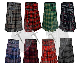 KILTS TARTAN pour hommes, kilt utilitaire tartan du clan écossais, kilt utilitaire mode réglable et résistant