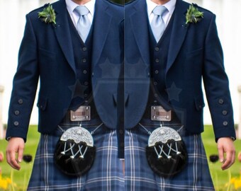 Midnight Blue Crail Kilt Jacket and Waistcoat