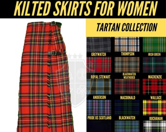 Gonna KILTED classica scozzese di lunghezza maxi - Gonna da donna - Gonna Hostess su misura - Gonne tartan scozzesi per donne - Gonne Midi Kilted