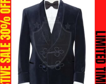 Men's Dinner Jackets, Made to Order Velvet Dinner Jacket, Luxury Blue Velvet Jacket, Double Breast Dinner Coat