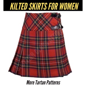 Handmade Tartan Kilted Skirts - Ladies Kilt Skirt 20&quot; Inch Length For Women Waist Sizes 24&quot; to 62&quot; Available in Different 40+ Clan Tartans