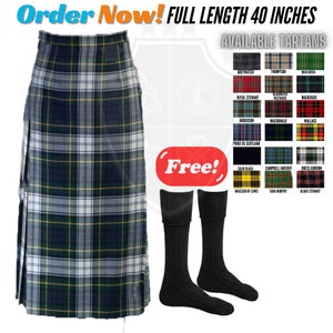 Scottish Tartan Kilted Maxi Skirt: Custom Made Full Length