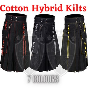 Scottish Utility Kilt for Men – Handmade Cotton Working utility kilt – Scottish Tactical Cargo Kilt – Adjustable Heavy-Duty Custom Kilt