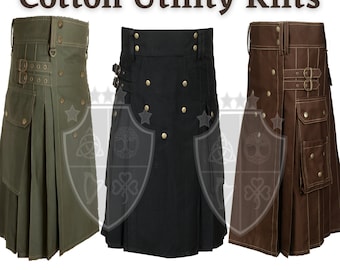 Kilts écossais pour hommes, Kilt utilitaire avec poches, Kilt tactique moderne, Kilt à taille réglable, Vêtements décontractés des Highlands, Taille personnalisée