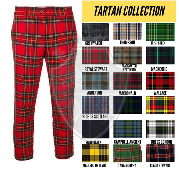 Pantaloni in tartan da uomo scozzese Pantaloni in tartan su misura Pantaloni eleganti fatti a mano per pantaloni da golf da sposa Scozia Disponibile in oltre 45 tartan