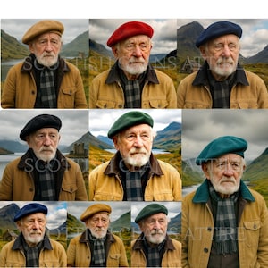 Scottish Tam O’Shanter Hat for Men - Handmade Wool Bonnet - Traditional Highland Kilt Hat - Custom Beret Style Cap - 8 Colors
