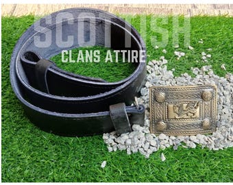 Scottish Kilt Belt, Traditional Highland Leather Belt, Formal & Casual Kilt Wear
