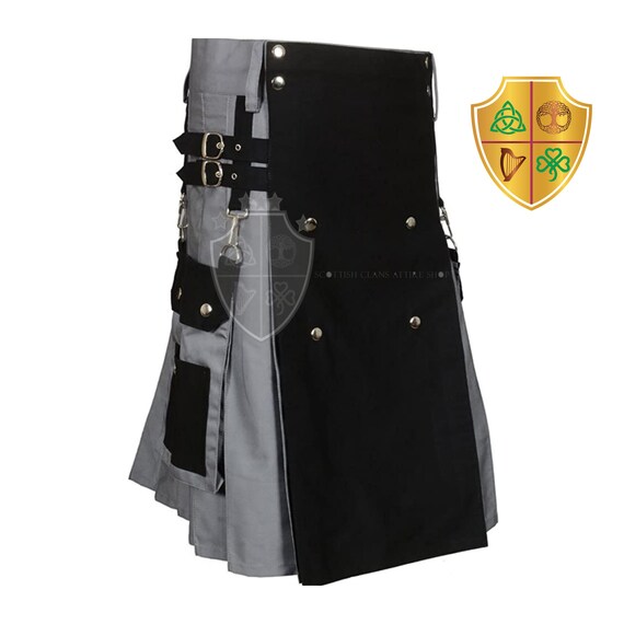 Scottish Kilts for Men, Utility Kilt with Pockets, Modern Tactical Kilt, Adjustable Waist Kilt, Casual Highland Wear, Custom Size