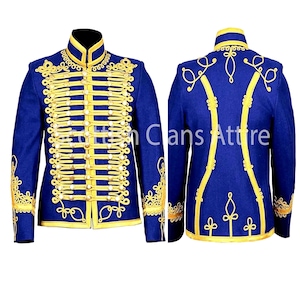 Men&#39;s Wool Hussar Jacket: 18th Century Military Uniform Coat