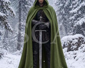 Wool Cloak, Hooded Full Circle Cape, 10+ Colors, Medieval Renaissance Costume, Gothic LARP Cloak, Fantasy Winter Cape, Holiday Gift for him