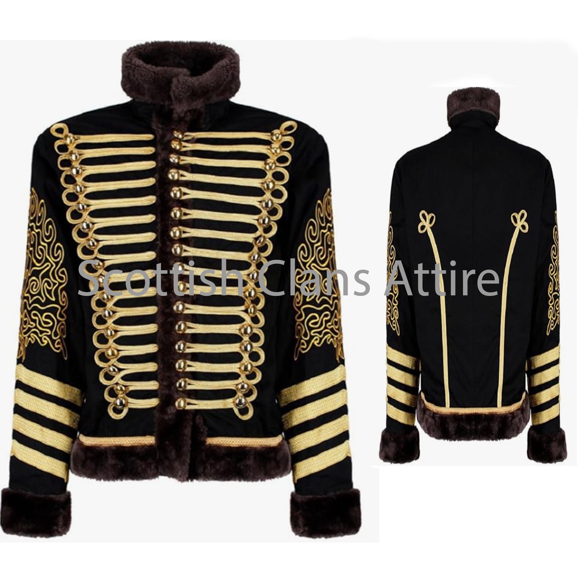 カスタムナポレオン・フサージャケット：18世紀の軍服、金のブレードと