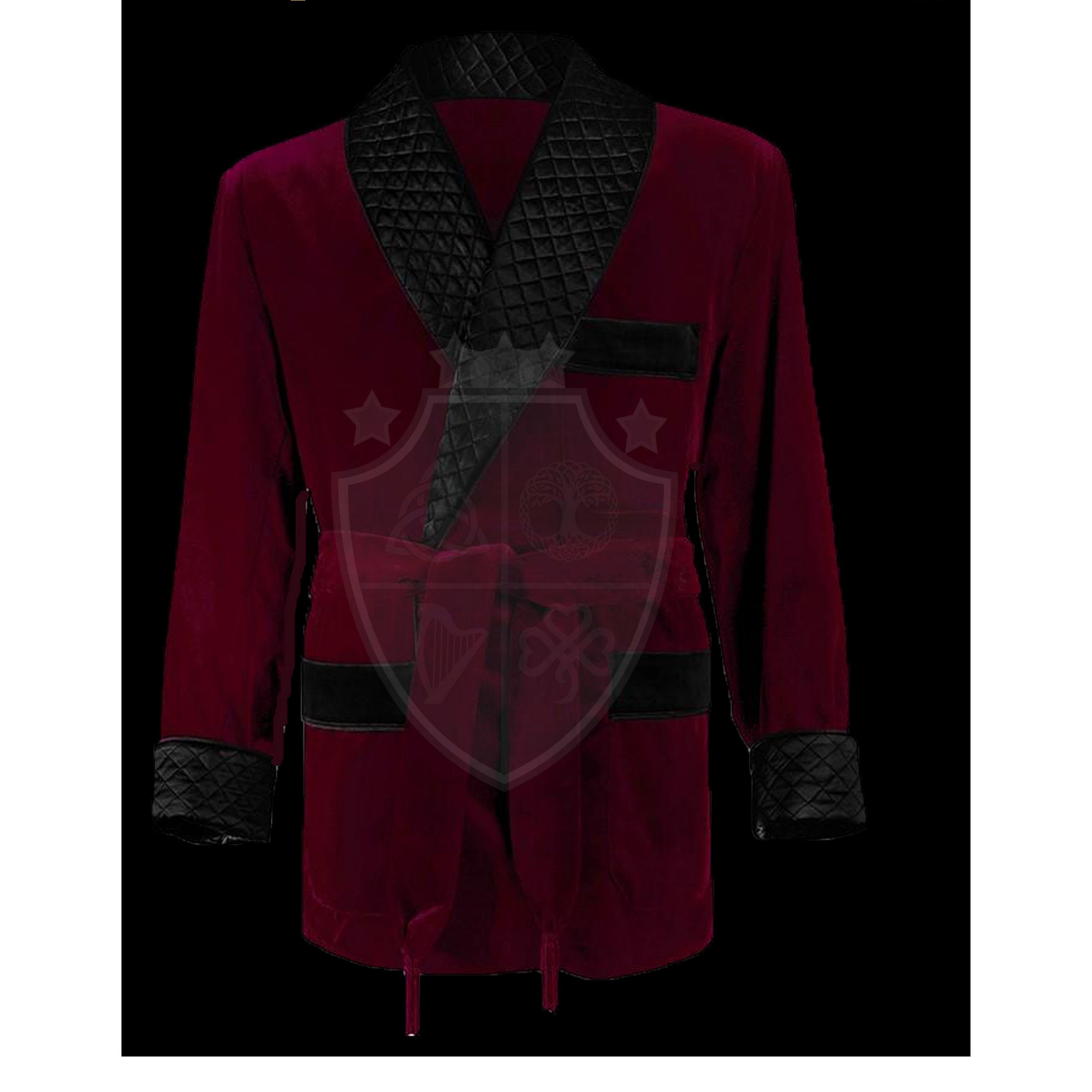Mens Smoking Jackets Burgundy Velvet Quilted Dinner Jackets Velvet