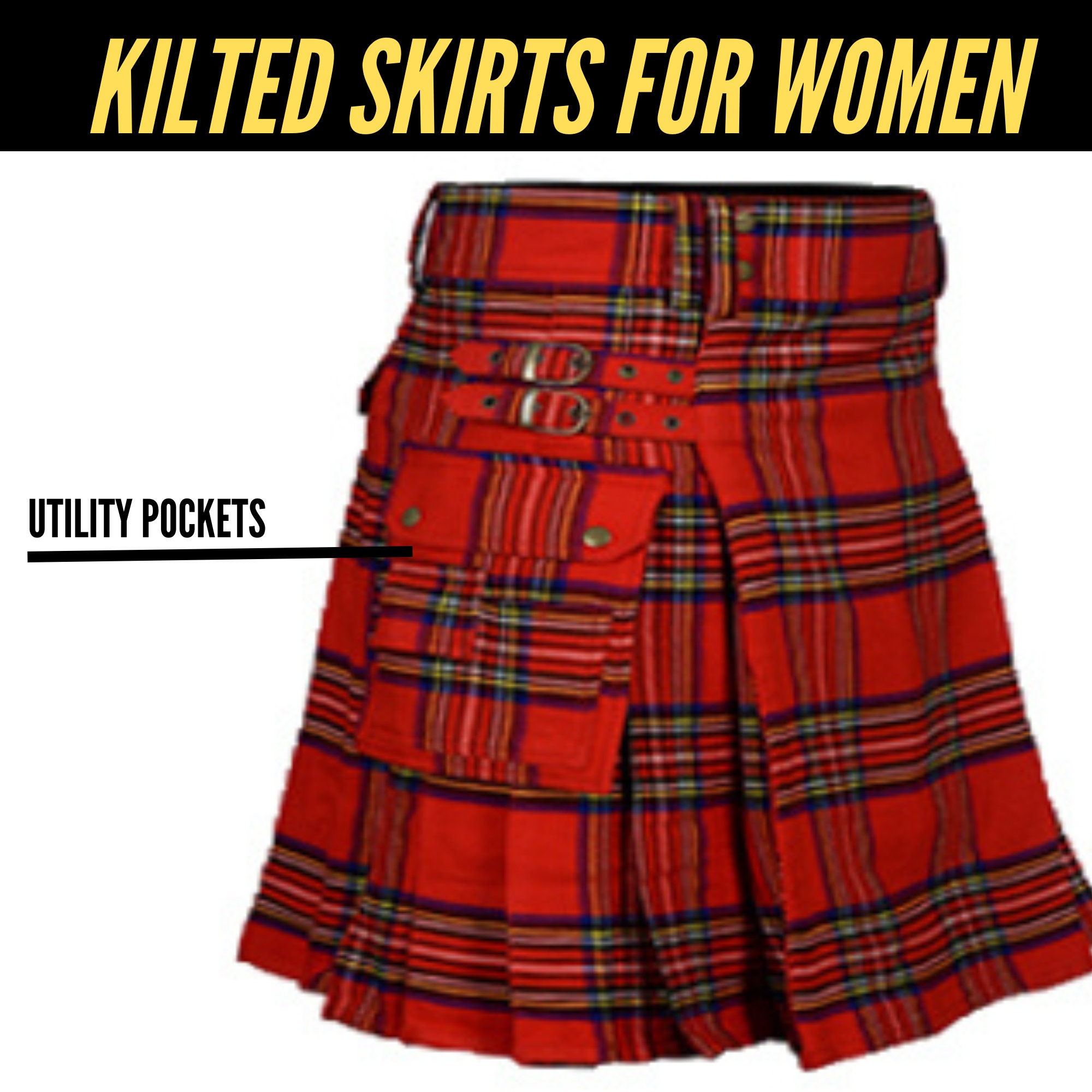 Falda de falda escocesa para mujer de 20 pulgadas de largo para mujeres Tamanos de cintura de 24 a 70 Disponible en diferentes mas de 40 tartan de clan Faldas escocesas de