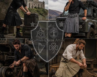 Herrkilt | Taktisk skotsk kilt i cargo-stil, justerbar kilt