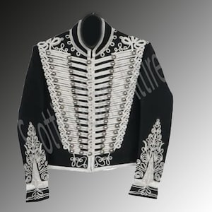 Napoleonic Hussar Jackets for men, 18th Century Cavalry Coats, Military Uniform Tunic Pelisse Jimi Hendrix Jacket, Black Hussar Jackets
