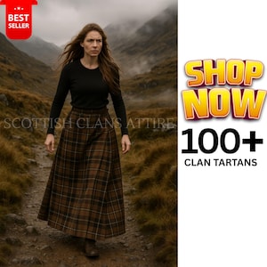 Tartan Wool Maxi Skirt: Scottish Clan Plaid, Pleated Wool Blend