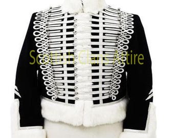 Napoleonic Hussar Jacket Men Military Coat | Gothic Braided Uniform Jacket | Victorian Steampunk Costume, Historical Festival Cosplay Outfit