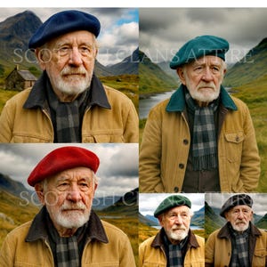 Scottish Tam O Shanter Hat for Men - Handmade Wool Bonnet - Traditional Highland Kilt Hat - Custom Beret Style Cap - 8 Colours Available