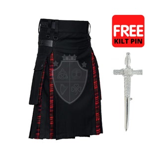 Handmade Scottish tartan Hybrid kilt, Working Cargo kilt for men, Scottish Clan Tartan Hybrid kilt for men, Adjustable Heavy-Duty Kilt