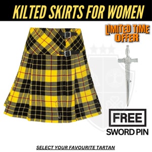 May include: A yellow and black tartan kilt skirt with a matching belt and a free sword pin. "Limited Time Offer" and "Select Your Favourite Tartan" are written on the image.