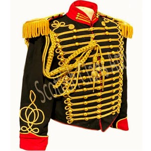Men&#39;s Hussar Jacket: 18th Century Napoleonic Military Uniform - Wool & Gold
