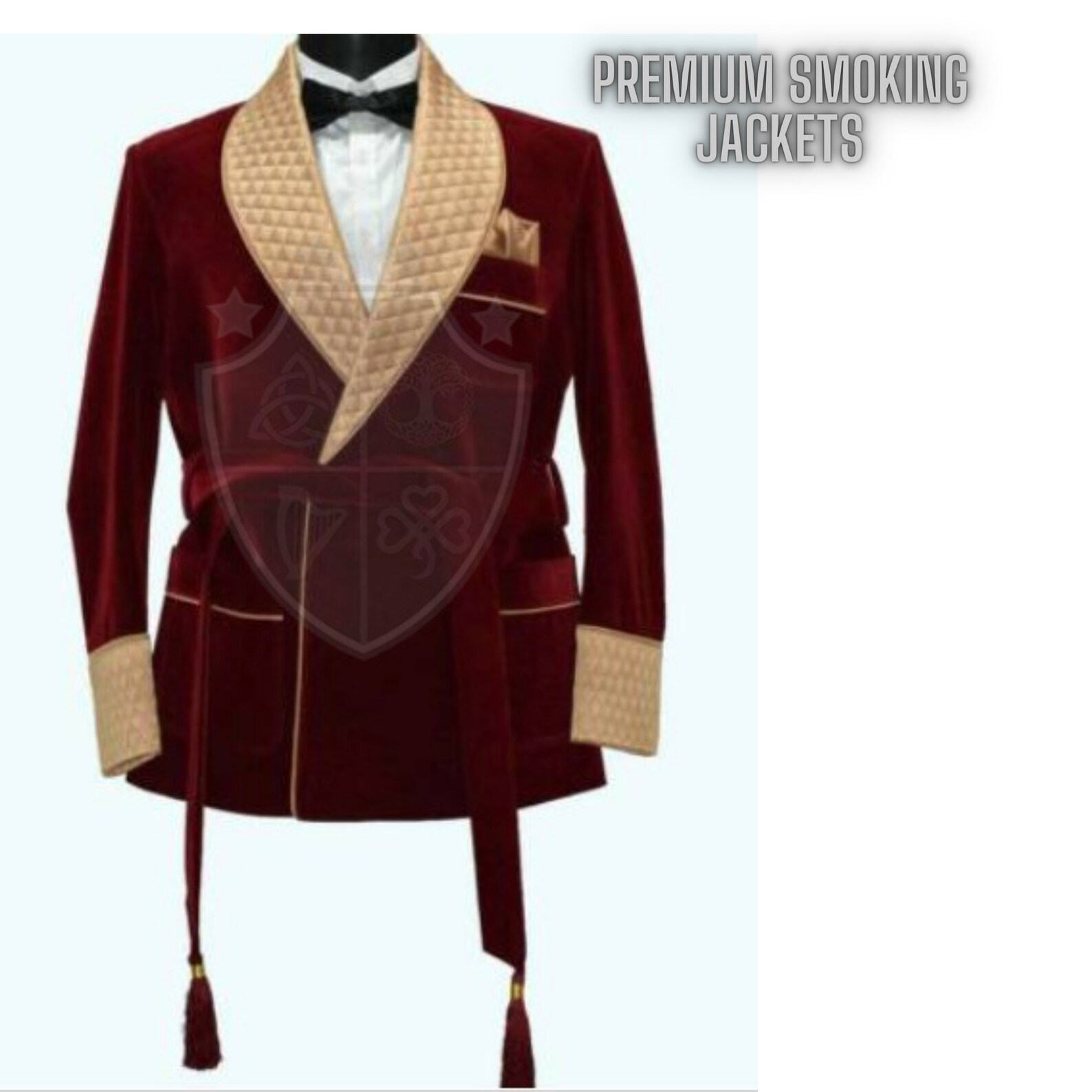 Mens Smoking Jackets Burgundy Velvet Quilted Dinner Jackets Etsy
